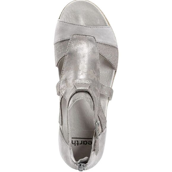 Earth MODENA JASMINE Grey Silver Sparkle Espadrille Wedge Gladiator Sandals - Picture 3 of 16